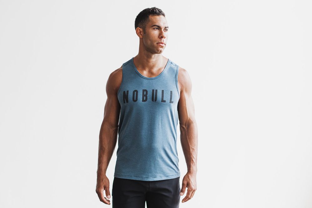 NOBULL Men's Tank Tops - Deep Teal - Ireland (6754HKGYB)